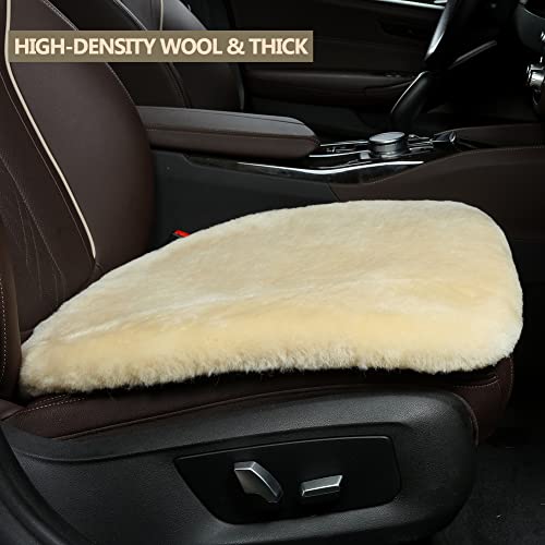 Genuine Sheepskin Car Seat Cushion Seat Covers for Cars Trucks SUV Comfort Seat Protector Pad for Car Driver Seat Car Accessories (3 Count)