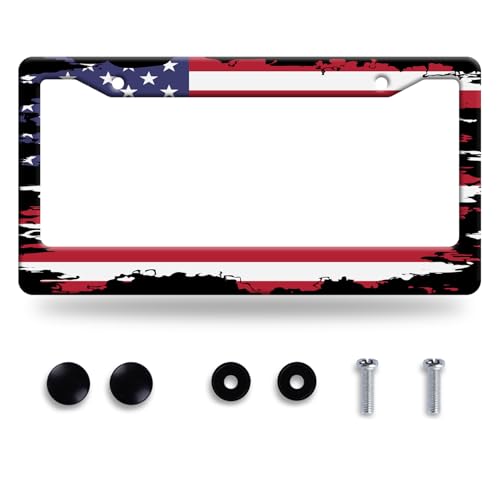 American Flag License Plate Frame Stainless Steel Car Accessories