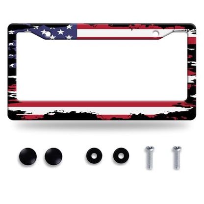 American Flag License Plate Frame Stainless Steel Car Accessories