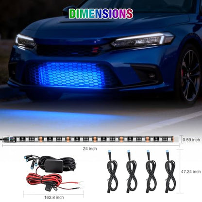 4PCS 24" RGB LED Grille Light Strips with APP & Remote Control