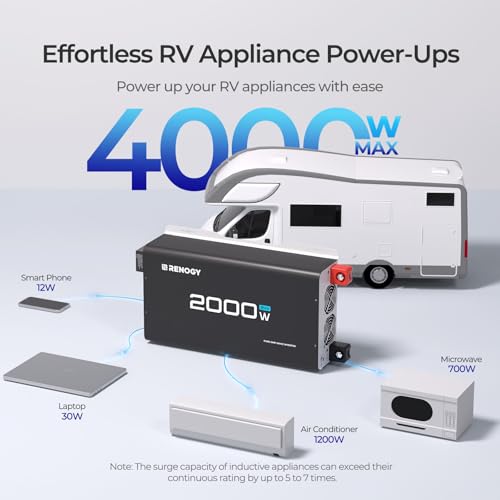 2000W Pure Sine Wave Inverter 24V DC to 120V AC for RV Truck Home
