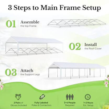 20x40ft Heavy Duty Party Tent Outdoor Canopy with Mesh Windows