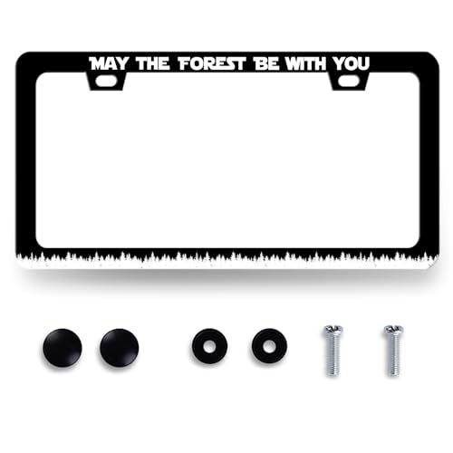 Stainless Steel May the Forest Be with You License Plate Frame 12.3 x 6.3In