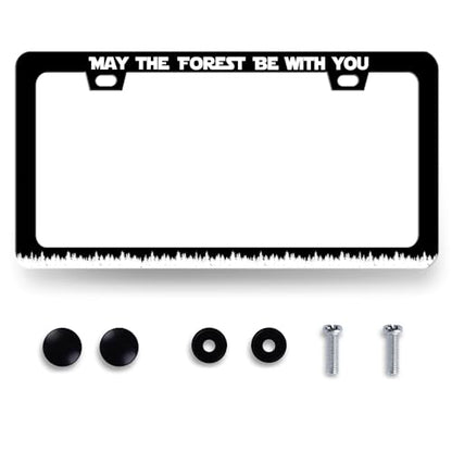 Stainless Steel May the Forest Be with You License Plate Frame 12.3 x 6.3In
