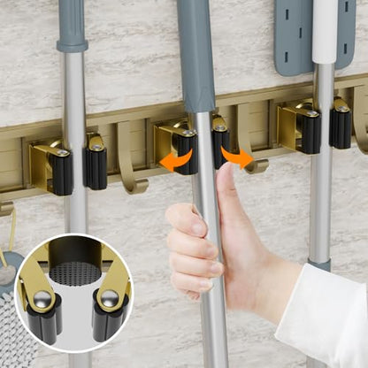 Broom Holder Wall Mount Mop Hanger Tools organizer 4Racks 5Hooks