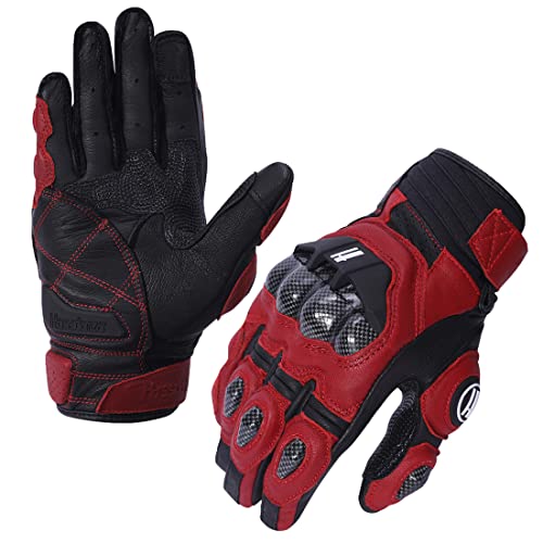 Mens Leather Motorbike Gloves KM046 Oxblood