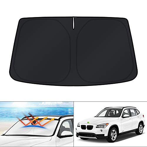 Windshield Sun Shade for BMW X1 E84 Accessories 2011 2012 2013 2014 2015 Custom Fit Sunshade Foldable Sun Visor Protector Blocks UV Rays Keep Your Car Cooler