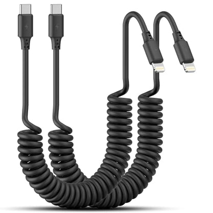 Coiled USB C to Lightning Cable (2 Count)