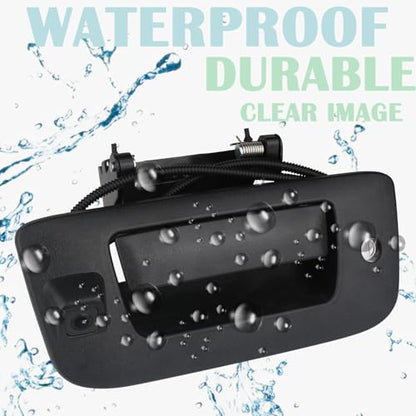 Backup Camera Tailgate Handle Rear View Camera Liftgate Latch Handle with Key Lock Cylinder Black Compatible with 2007