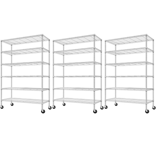 82" H X45 W X18 D Storage Shelves with Wheels (3 Count)