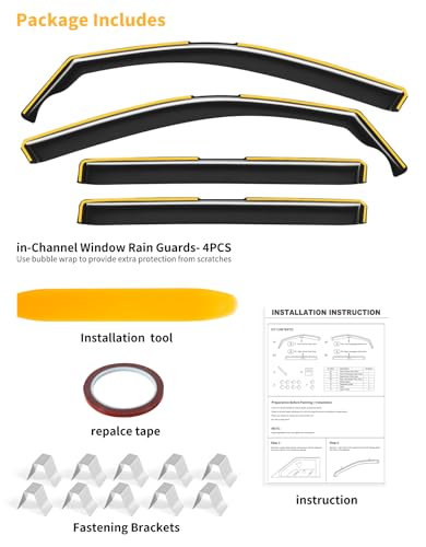 Window Visors Rain Guards for VW Volkswagen Tiguan 2018 (4 Count)