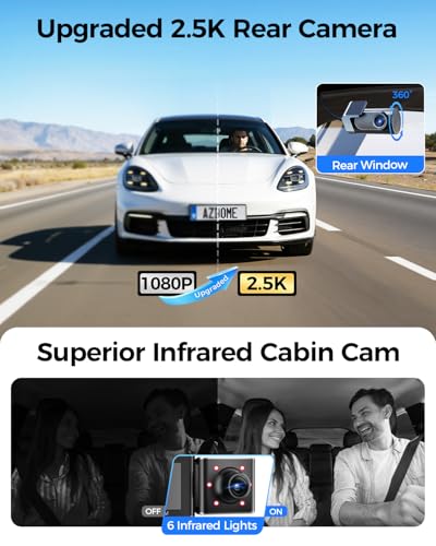 3 Channel Dash Cam Front and Rear Inside