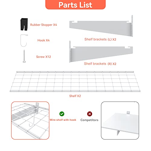 2 Pack Garage Wall Shelves