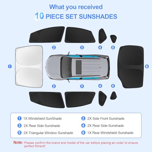 10pcs Car Window Shades for Toyota Prius Hatchback 2010 (10 Count)