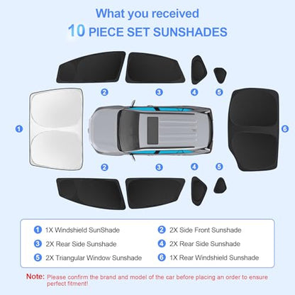 10pcs Car Window Shades for Toyota Prius Hatchback 2010 (10 Count)