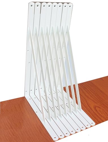 8 Pack L22 x H 12" White Heavy Duty Shelf Brackets with Screws Metal Shelf Brackets Shelf Support Angle Brackets for Shelves L Brackets Heavy Duty Floating Shelf (8 Count)