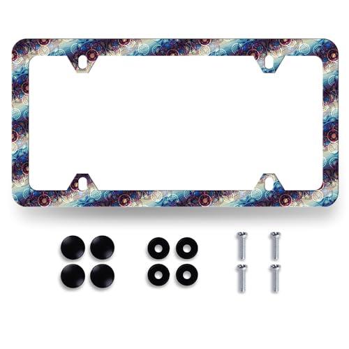 Blue Purple Mandala License Plate Frame Boho License Holder with 4 Holes