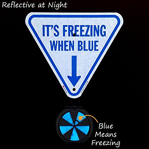 It's Freezing When Blue Inverted Triangular Sign with Down Arrow