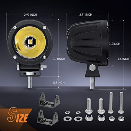 2 PCS 3 Inch Spot Round Motorcycle LED Pods