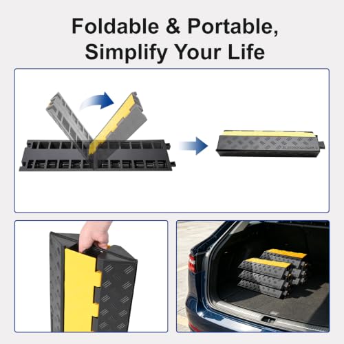 2 Pack 2 Channel Folding Cable Protector Ramp for Driveway