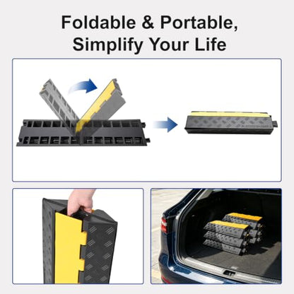 2 Pack 2 Channel Folding Cable Protector Ramp for Driveway