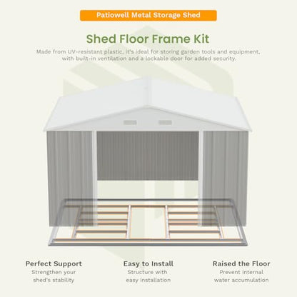 10 x 12 FT Metal Storage Shed for Outdoor with Floor Frame