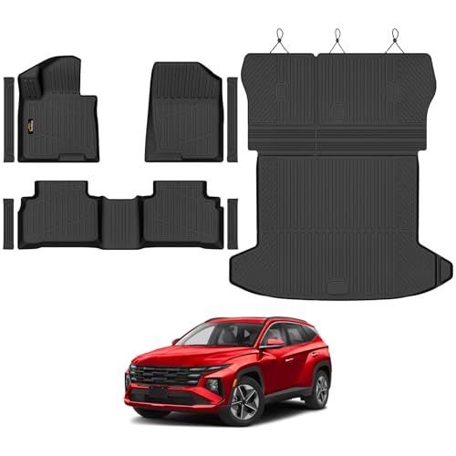 Floor Mats & Cargo Mat with Backrest Mat for Hyundai Tucson 2022 (3 Count)