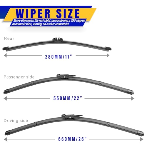 3 Wipers Fits Ford Explorer 2011