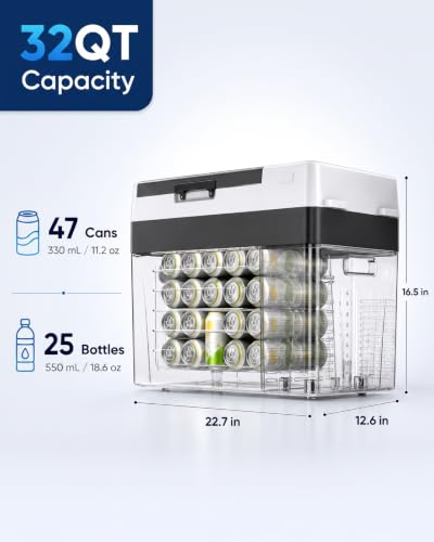 32QT 12V Portable Freezer Compressor Refrigerator