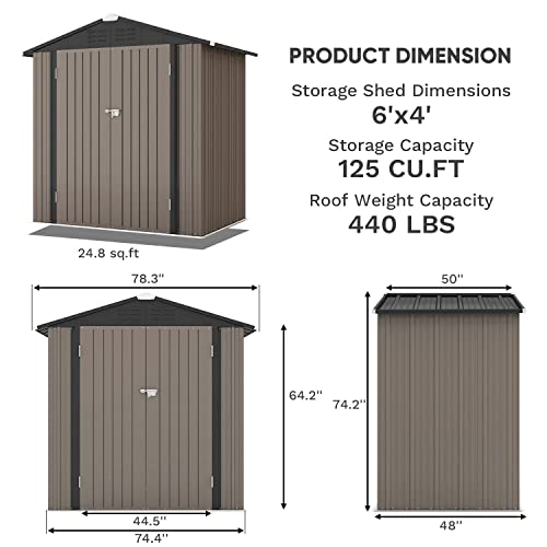 6x4 FT Outdoor Storage Shed