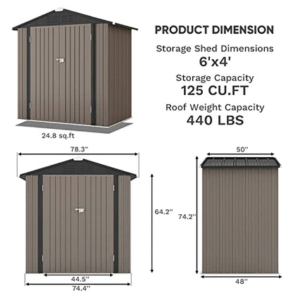 6x4 FT Outdoor Storage Shed