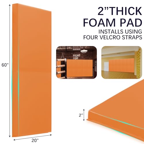 60" 72" High Gym Wall Padding 2" Thick Foam Basketball Court Wall Mount Protector for Garage Taekwondo Babyroom