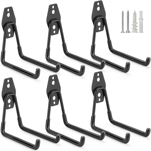 6 Pack Garage Hooks Heavy Duty Storage Organizer Wall Mount Power and Garden Tool Hangers
