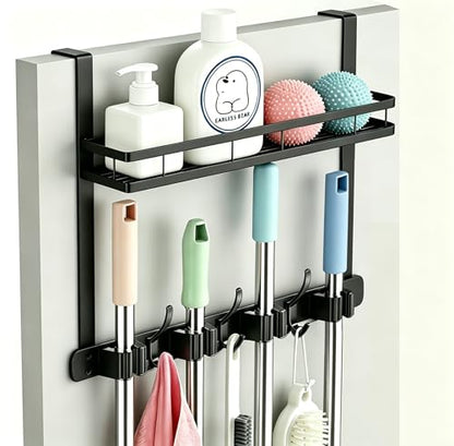 Over the Door Heavy Duty Metal Broom & Mop Holder