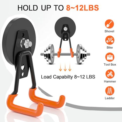 Strong Magnetic Hooks Heavy Duty Upgraded Magnetic Tool Holder Rare Earth Magnets with Hooks for Hanging Wreath (4 Count)