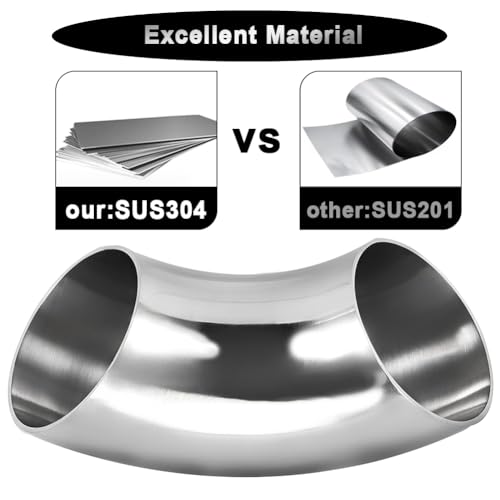 OD 1.5 Inch 90 Degree SS304 Stainless Steel Bend Tube Exhaust Elbow Pipe for Car Modified Exhaust System 1.5" Piping Silver Tone
