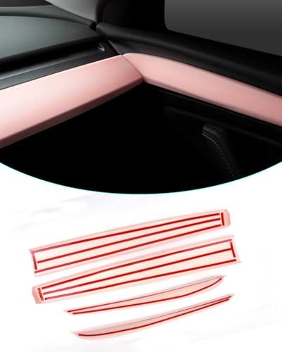 Pink Dashboard Cover and Front Door Cover Compatible with Tesla Model 3（2021 (2 Count)