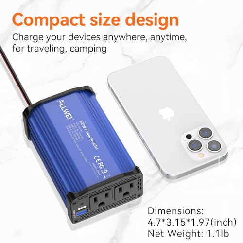 300W Car Power Inverter 12V DC to 110V AC Power Inverter for Car