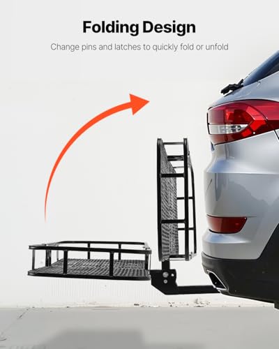 60 x 24 x 6 in Folding Hitch Cargo Carrier 500lbs Capacity