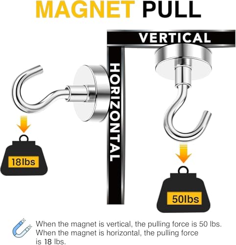 Magnetic Hooks 12pcs 50lbs Cruise Essentials 2026 Magnet Hook (12 Count)