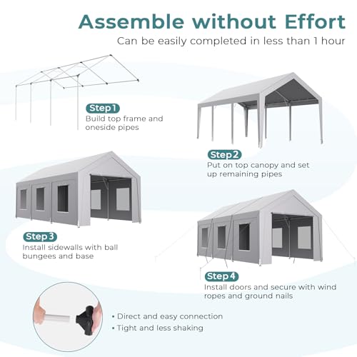 Carport 10x20 ft Heavy Duty