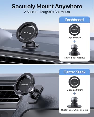 Latest Upgrade for MagSafe Car Mount [33+LBS Strong Suction & 2200gf Magnetic] Small Phone Holders for Your Car Dashboard