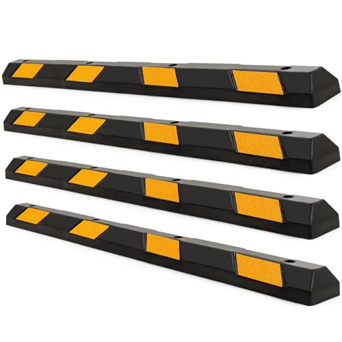 72" Rubber Parking Curb with Yellow Reflective Stripes