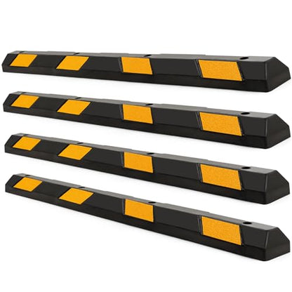 72" Rubber Parking Curb with Yellow Reflective Stripes