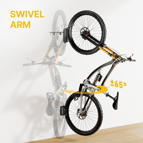 Swivel Bike Wall Mount with 2 Storage Hooks