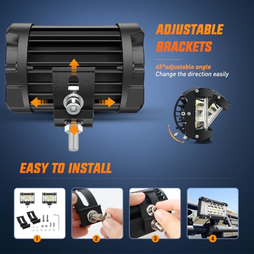 Side Shooter LED Lights 2PCS 4.3inch with Wiring Kit for Truck SUV
