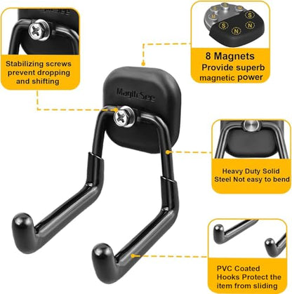 2 Pack Large Magnetic Garage Hooks Heavy Duty