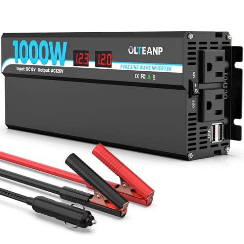 1000W Pure Sine Wave Inverter 12V DC to 120V AC Converter for RV