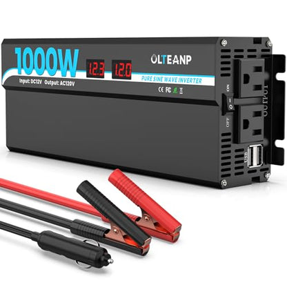 1000W Pure Sine Wave Inverter 12V DC to 120V AC Converter for RV
