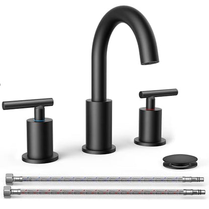 Widespread Black Bathroom Faucets 3 Hole